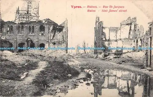 R413730 Ypern Ruinen Sint James Straße PhoB Postkarte
