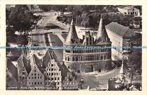 R415666 Lübeck Blick vom Petrikirchturm auf das Holstentor Schoning