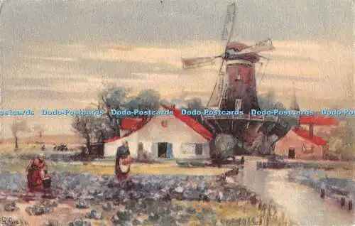 R412246 G Grobe Windmühle Gemälde Postkarte