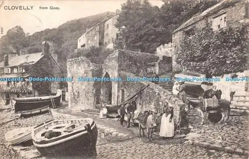R418034 Clovelly vom Kai Bild Briefpapier Pfau Platino Foto 1908