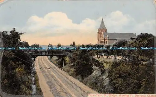 R416323 Von Twist St Brücke zeigt St Georges Kirche Hallis