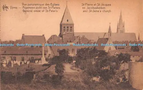 R414454 Ypern Gesamtansicht der Kirche St. Peter und St. James Helio Art Bichrome St