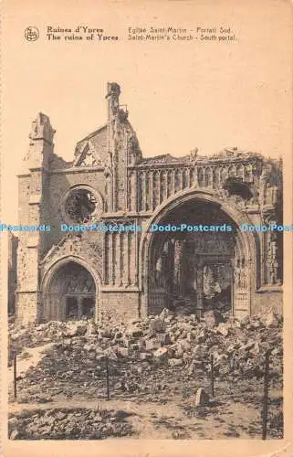 R418372 The Ruins of Ypern Saint Martin Church South portail Nels Ern Thill