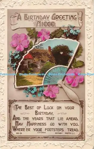 R418853 A Birthday Greeting Nichte The Happy on your Birthday O F Crowe Ro