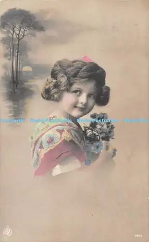 R419348 Mädchen Blumen N P G 1953 alte Fotografie Postkarte 1911