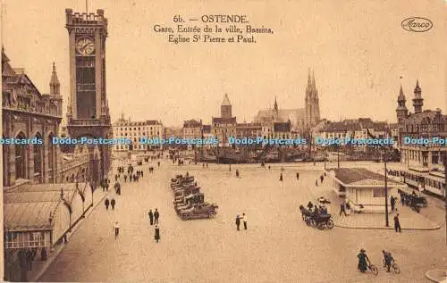 R419616 Ostende Gare Entree de la ville Bassins Eglise St Pierre et Paul Marco M