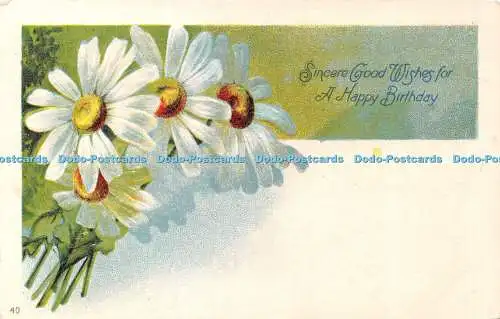 R422734 Aufrichtige Gute Wünsche zum Geburtstag weiße Blumen 1910
