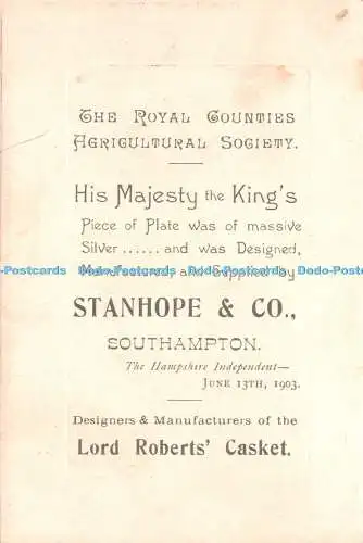 R423018 The Royal Counties Agricultural Society His Majesty the King Stanhope Lo