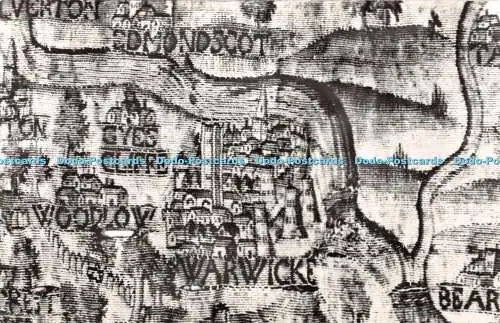 R425285 Warwick Marktplatz vergrößert von der Sheldon-Gobelinkarte von Warwicksh