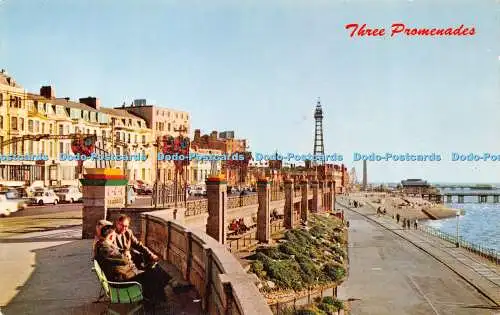 R421631 Three Promenades 490a Blackpool Natural Colour Series The Photographic G