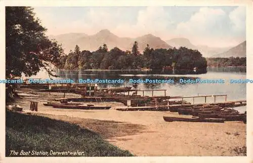 R427093 Derwentwater The Boat Station G B Abraham Nature Colour Series