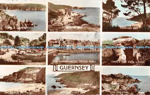 R425833 Guernsey Candie Gardens Fermain Bay Valentine RP Multi View 1957