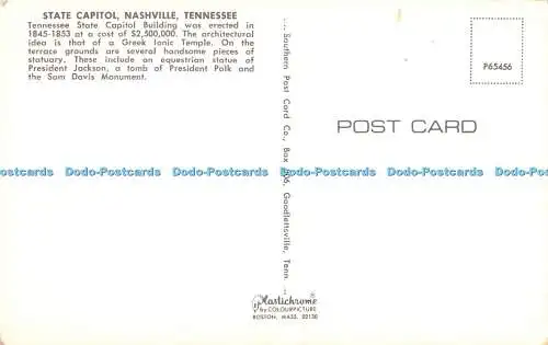 R427454 Tennessee State Capitol Nashville Southern Post Card Co Plastichrome von