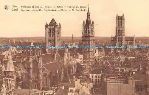 R425974 Gand Panorama Eglise St Nicolas le Beffroi et l Eglise St Bavon Ern Nels