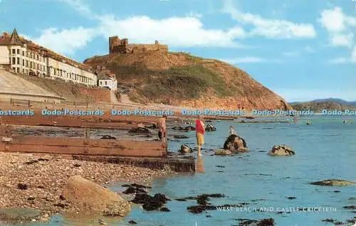 R427722 West Beach and Castle Criccieth Salmon 3662c