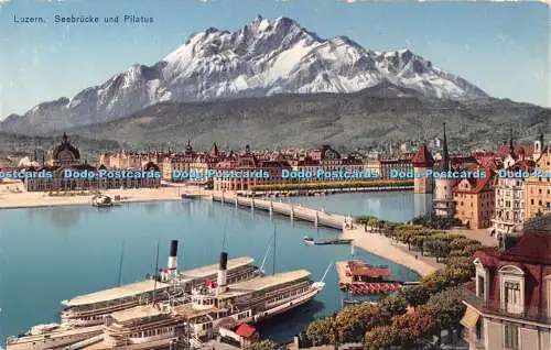 R424400 Luzern Seebrücke und Pilatus E Goetz