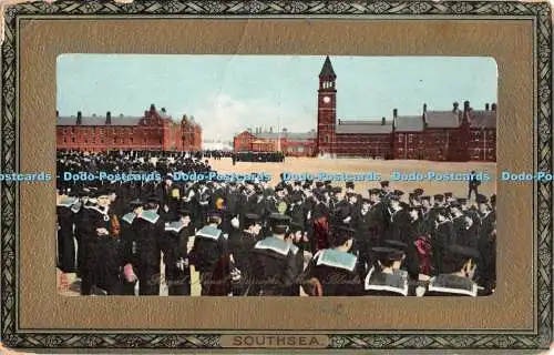 R428340 Southsea Royal Naval Barracks Parade Ground Tuck Framed Gem Glosso 747 1