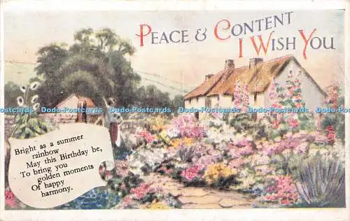 R428770 Frieden und Zufriedenheit Ich wünsche Ihnen Garten mit Blumen H B Nr 245