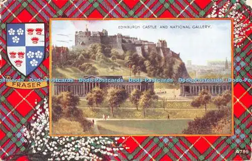 R430287 Edinburgh Castle and National Gallery A789 Fraser Art Colour Valentines
