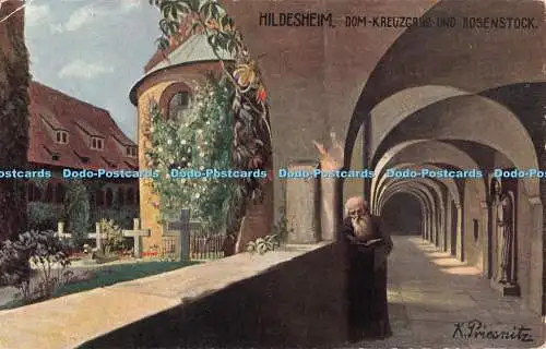 R430405 Hildesheim Dom Kreuzgang und Rosenstock K Priesnitz E F H Dreifarbenduc