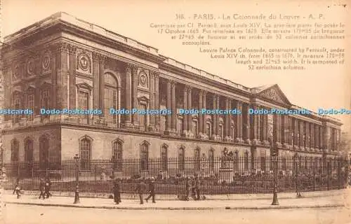 R430629 348 Paris La Colonnade du Louvre A P Construite par Cl Perrault sous Lou