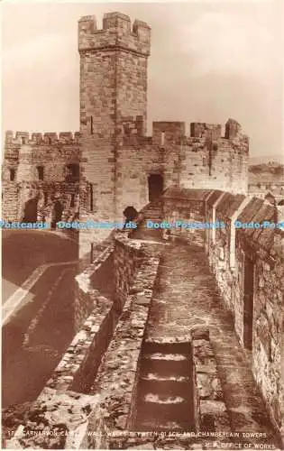 R430827 11 Carnarvon Castle Wall Walks Between Black and Chamberlain Towers H M
