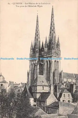 R431167 Quimper 64 Les Fleches de la Cathedrale Vue prise de l Hotel de l Epee C