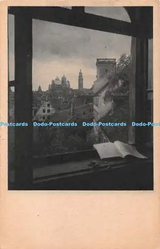 R432127 Blick aus dem Fenster steht ein Buch auf der Fensterbank Art Ser R B M