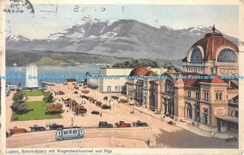 R435898 Luzern Bahnhofplatz mit Wagenbachbrunnen und Rigi Globetrotter G m b H