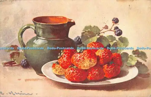 R434648 Erdbeeren Gemälde Postkarte 1926