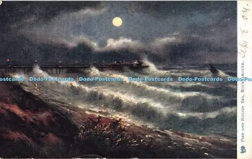 R436549 Bournemouth Pier and Rough Sea Tuck Oilette Postkarte 1489 1904