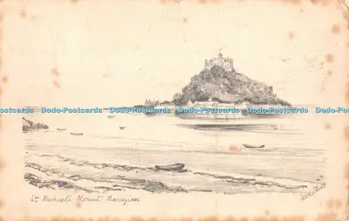 R435147 Marazion St Michael Mount W G Praed Bleistiftskizze Reproduktion Woolstone