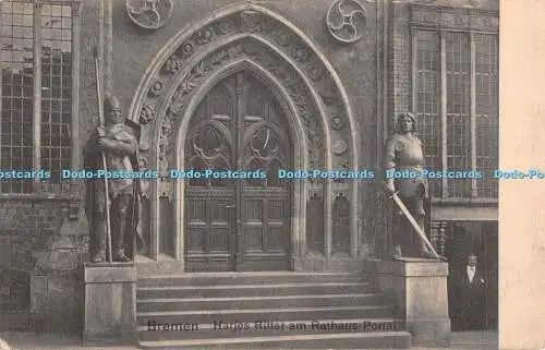 R439494 Bremen Harjes Ritter am Rathaus Portal 1910