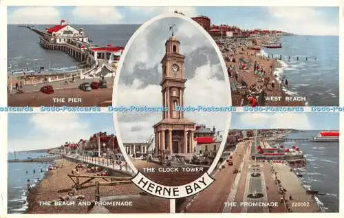 R439730 Herne Bay Der Strand und die Promenade Der Uhrturm Valentine Carbo Farbe