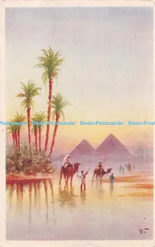 R437974 No 9 Cairo The Pyramids at Floodthime Lehnert and Landrock