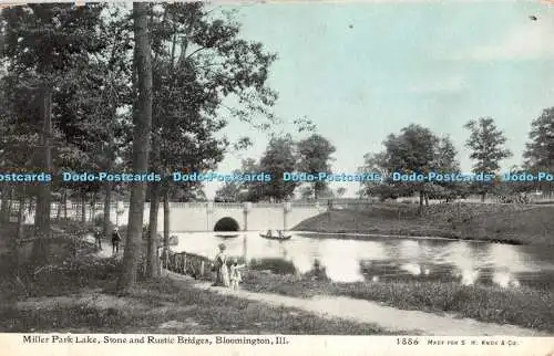 R442786 Bloomington Miller Park Lake Stone and Rustic Bridges S H Knox