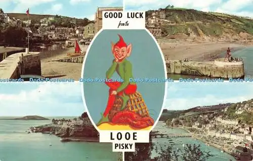 R440581 Good Luck from Looe Pisky The Harbour The Beach East Looe Multi View