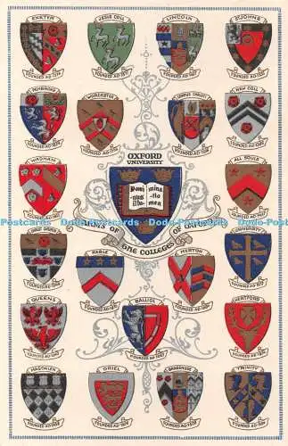R443660 Oxford University Arms of the Colleges of Oxford Postkarte
