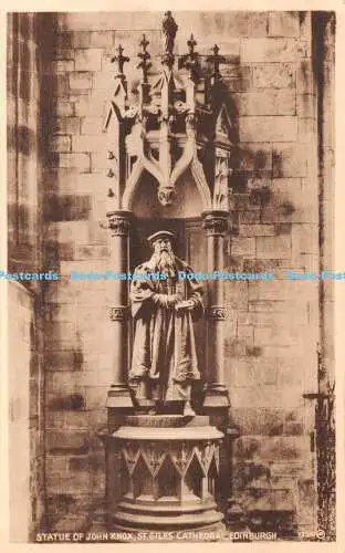 R444374 Statue of John Knox St Giles Cathedral Edinburgh 72385 Valentines Sepiat