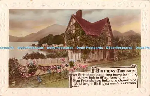 R446745 Geburtstag Gedanken Haus am See Drehfoto Rajar Bromid Karte 1925