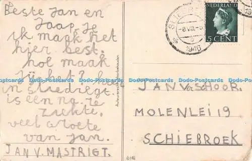 R449558 Segelschiffe Gemälde 1946 Auteursrecht Voorbehouden Postkarte