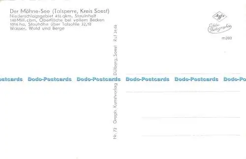 R445773 Der Mohnesee Sperrmauer Talsperre Kreis Soest No 72 Graph Kunstverlag H