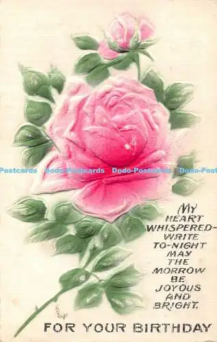 R451876 For Your Birthday Pink Rose The Exquisite Birthday Series 1909