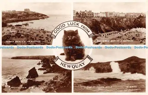 R446444 Good Luck from Newquay G 4833 Valentines RP 1938 Multi View