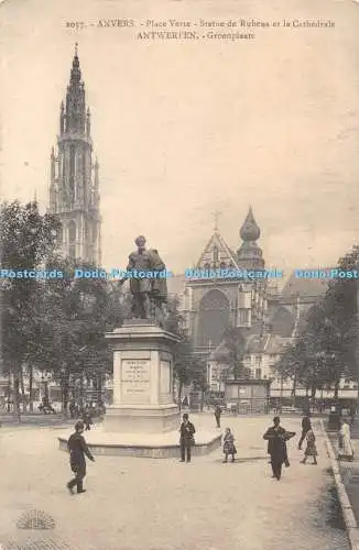 R450835 Anvers Place Verte Statue de Rubens et la Cathedrale Henri Georges