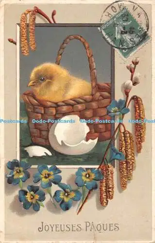 R450883 Joyeuses Paques Huhn im Korb H und S