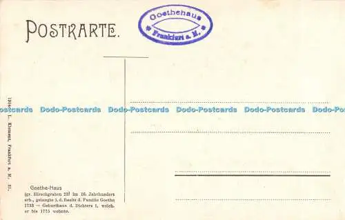 R451039 Gruss aus dem Goethehaus Frankfurt a M Goethe L Klement 1904