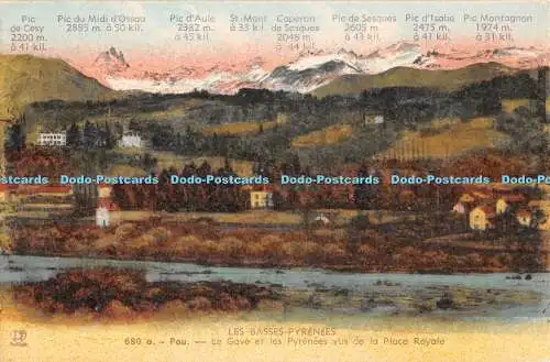 R454550 Les Basses Pyrenees 680 a Pau Le Gave et les Pyrenees vus de la Place Ro