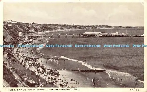 R455135 Pier and Sands from West Cliff Bournemouth 14 33 Nigh 1951