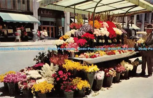 R456336 California San Francisco Sidewalk Flower Stands E F Clements Lithographie